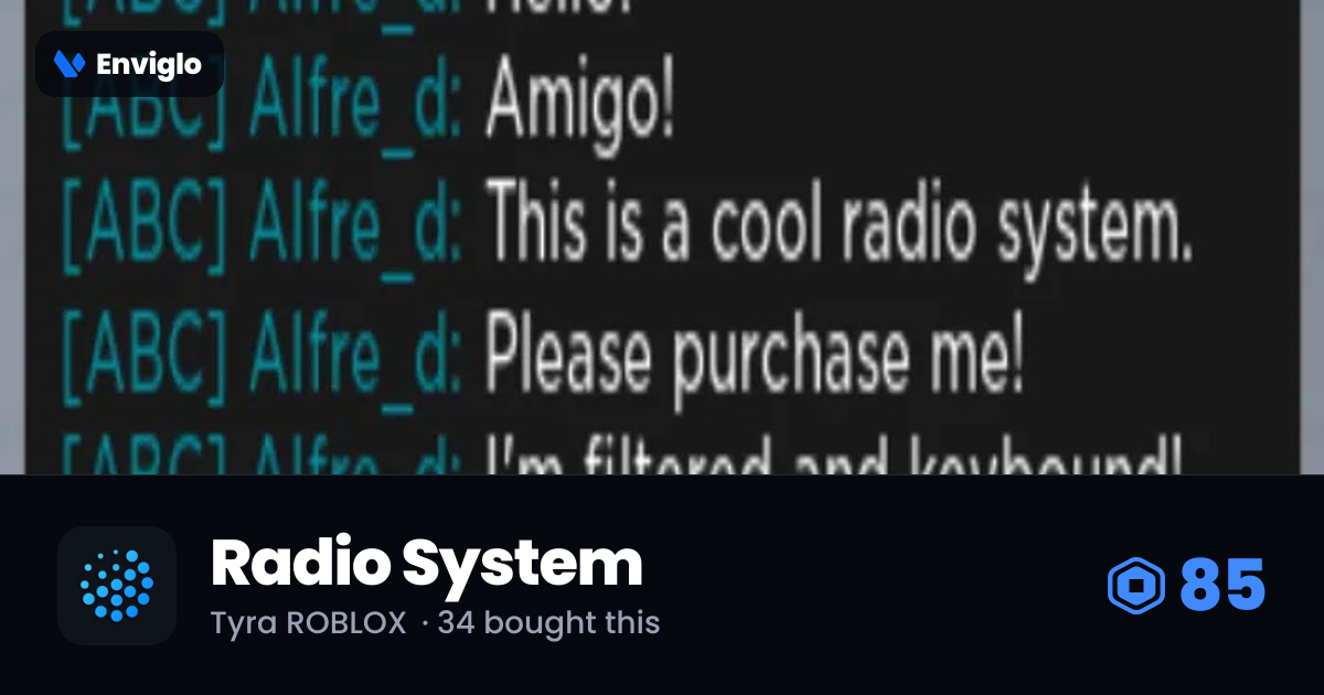 Radio System by Tyra ROBLOX - Enviglo Roblox Marketplace